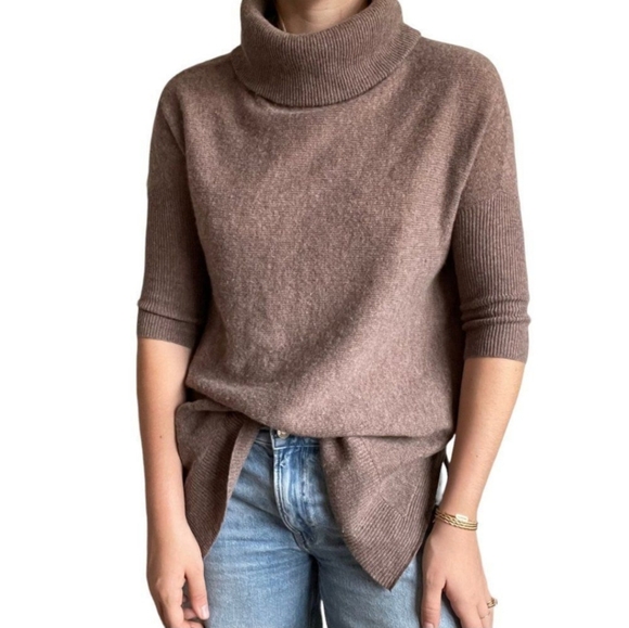ANTONIO MELANI Sweaters - ANTONIO MELANI Cashmere Sienna Brown Cowl Neck Sweater